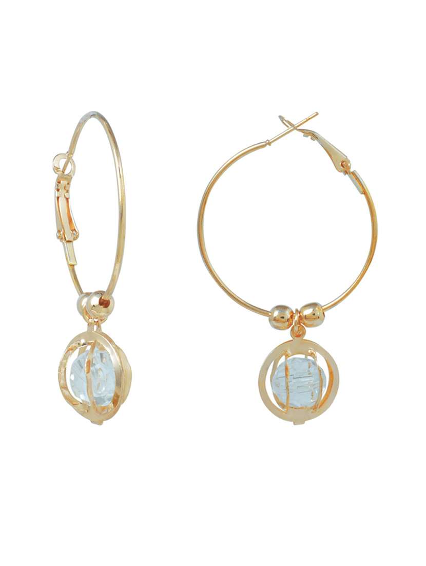 round cage white cz entrapped gold plated hoop earrings - 18535385 -  Standard Image - 1
