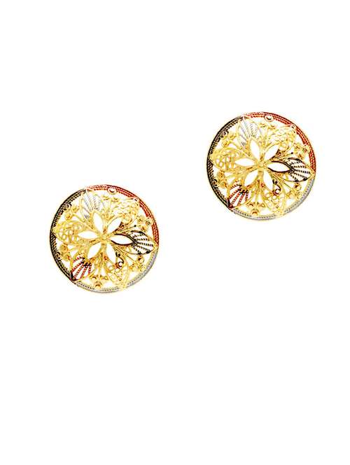 round stud earrings with red white & black meenakari and rasrawa work - 18535403 - Standard Image - 0
