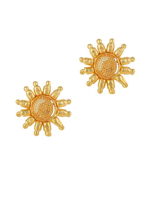 micron goldplated sun shaped fashion stud earrings - 18535452 - Standard Image - 0