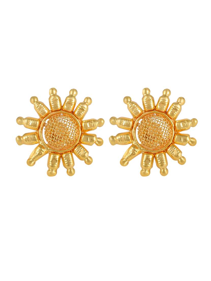 micron goldplated sun shaped fashion stud earrings - 18535452 - Standard Image - 1