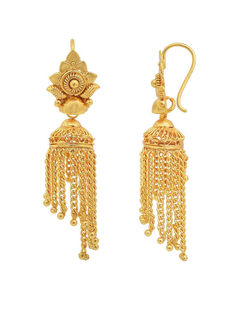gold plated drop earring  - 18535471 -  Standard Image - 1