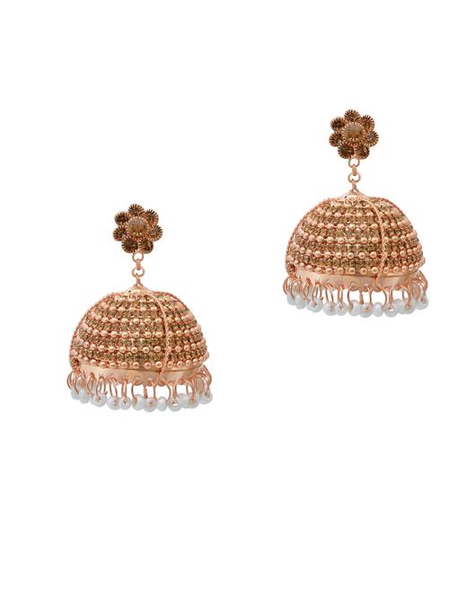 pink brass jhumka earring - 18535496 - Standard Image - 0