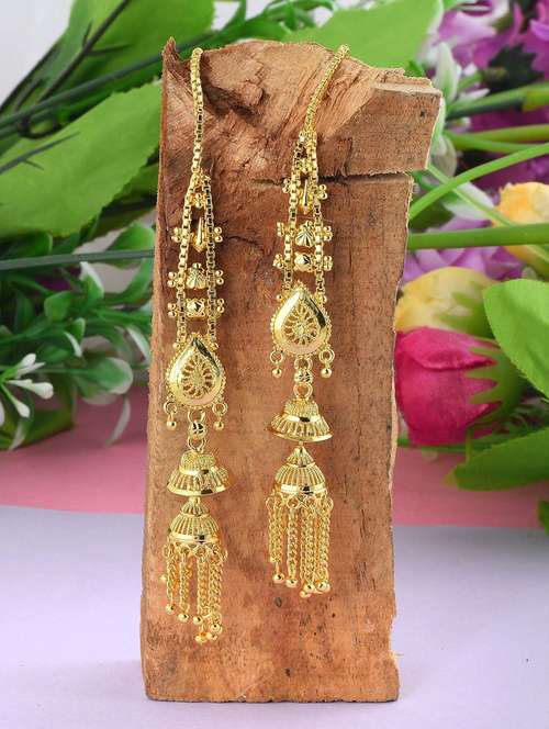 gold plated drop earring - 18535521 -  Standard Image - 0