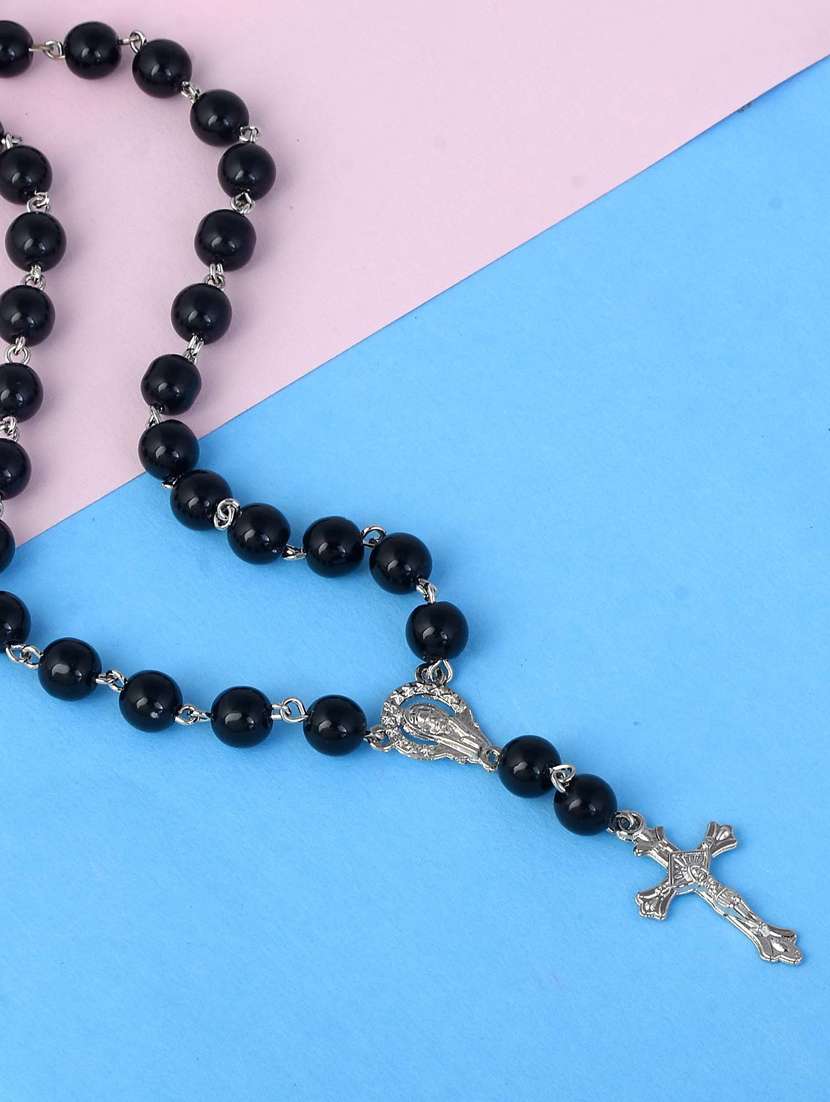 ceramic black ball bead rosary christian prayer bead mala