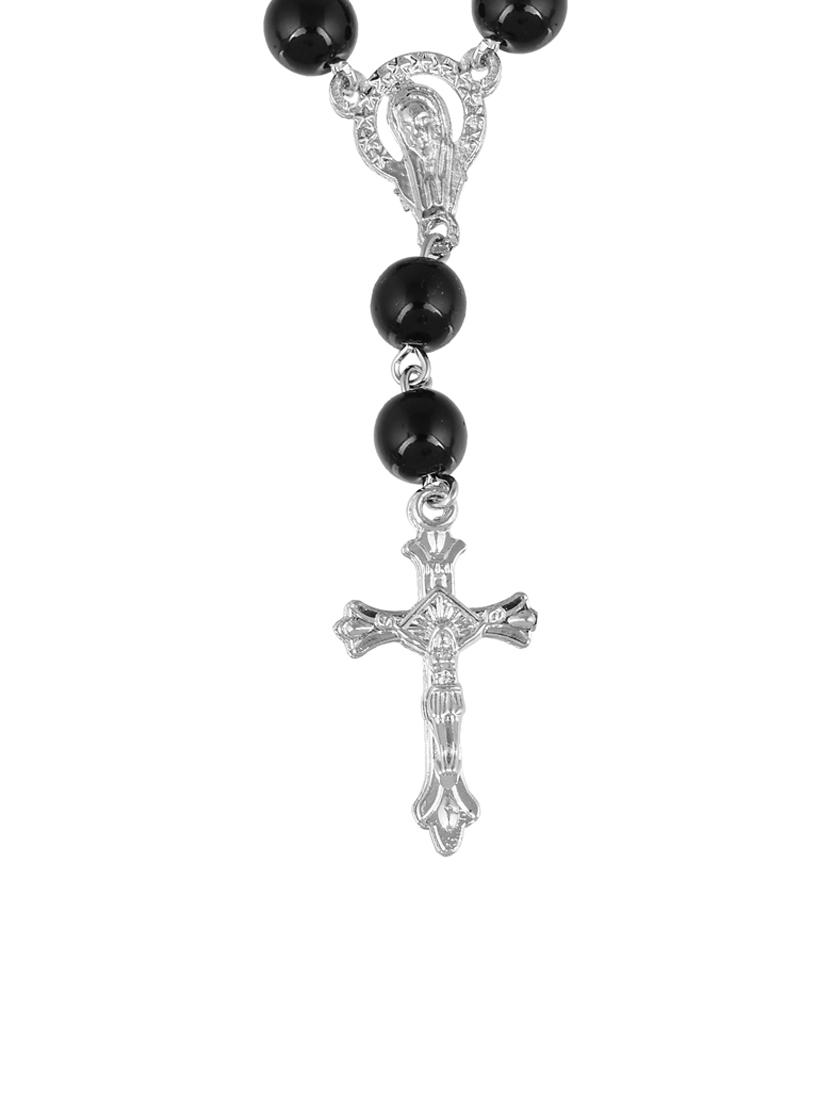ceramic black ball bead rosary christian prayer bead mala - 18535903 -  Standard Image - 1