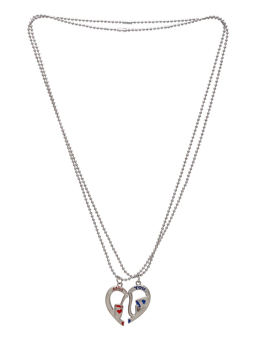 steel two parts heart chain pendant necklace - 18536187 -  Zoom Image - 0