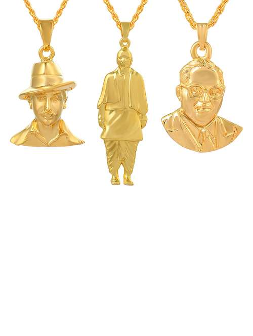 gold brass set of 3 pendant - 18536203 - Standard Image - 0