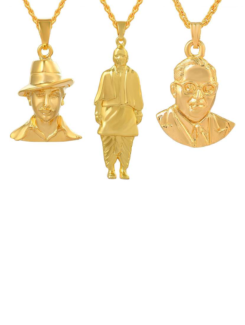 gold brass set of 3 pendant - 18536203 - Zoom Image - 0