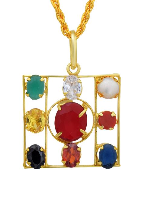 navratana stone chain pendant  set  - 18536365 -  Standard Image - 0