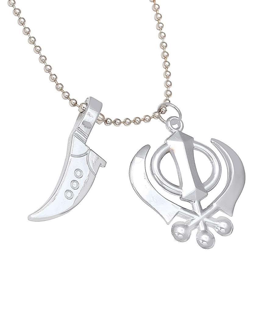 silver plated khanda and kripan pendent  - 18536367 -  Standard Image - 1