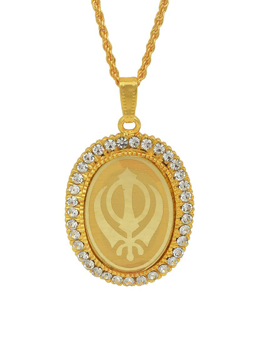 gold plated brass cz american diamond, pendant - 18536374 -  Standard Image - 1