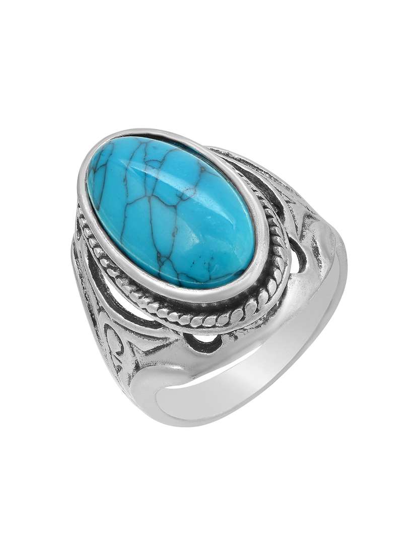 silver blue stone ring 