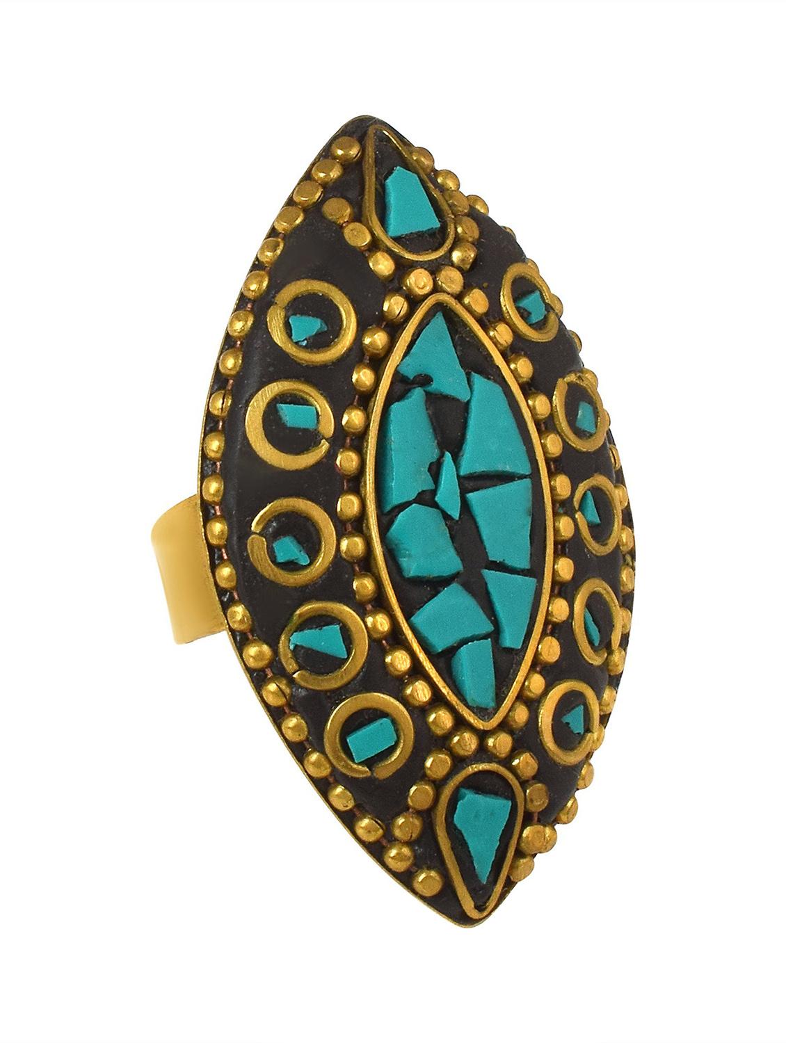multi colored brass finger ring - 18536919 - Standard Image - 1