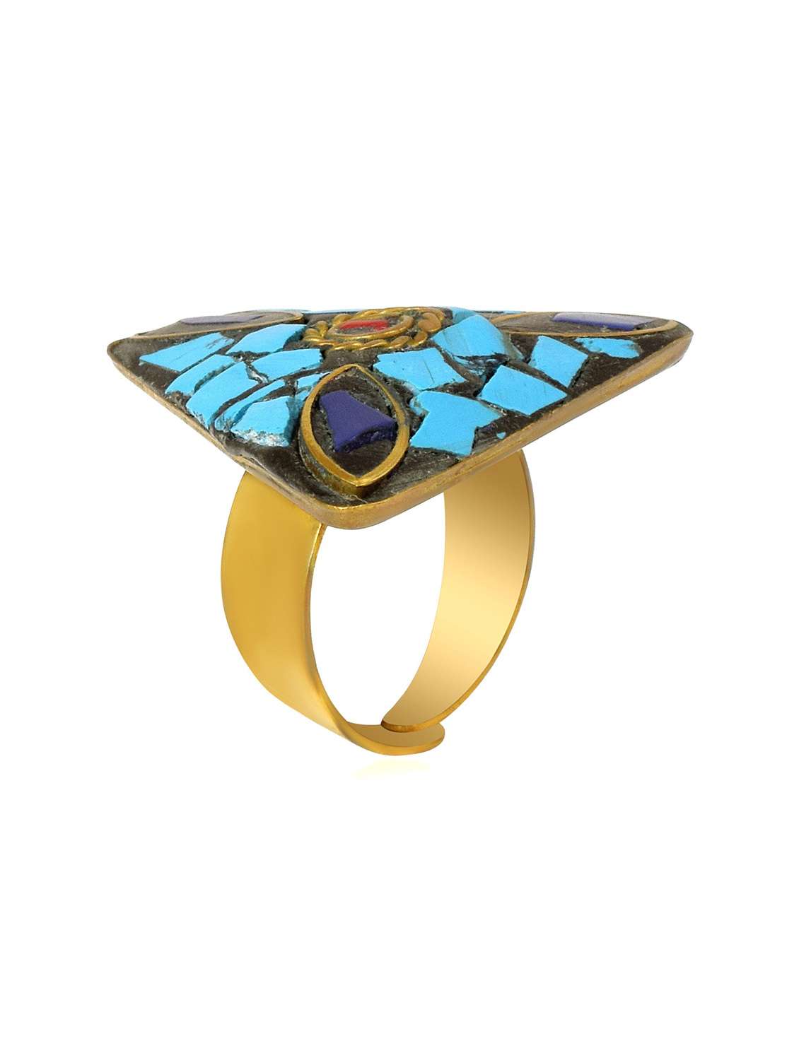 multi colored brass finger  ring
