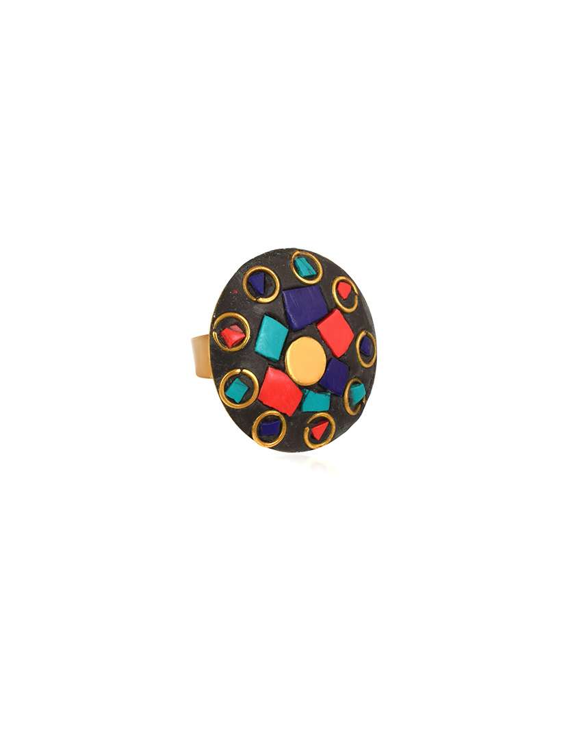 multi colored brass finger  ring - 18536927 -  Standard Image - 1