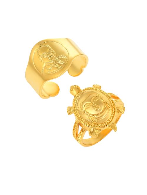 gold pleated set of 2 rings - 18537196 - Standard Image - 0