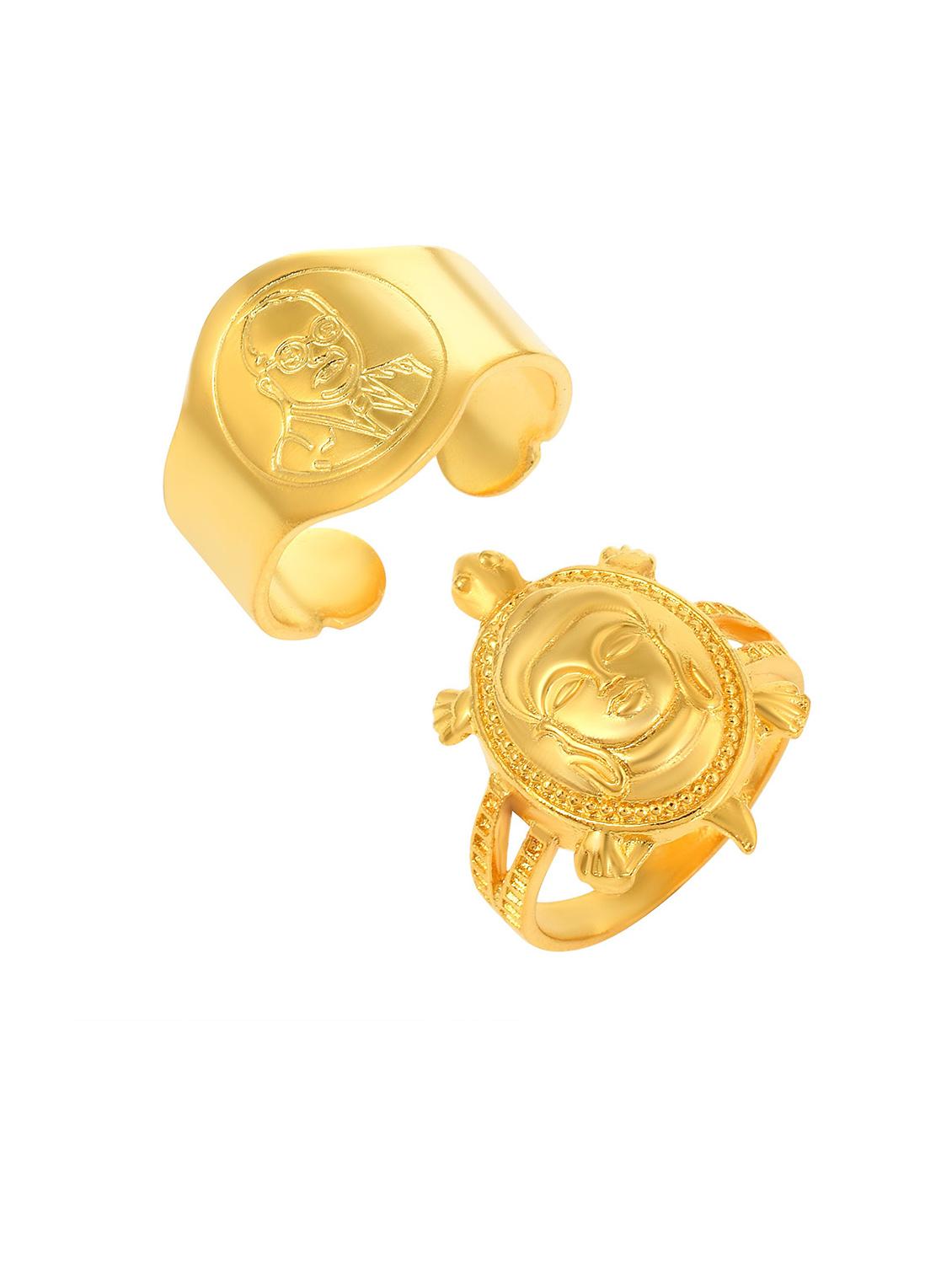 gold pleated set of 2 rings - 18537196 - Zoom Image - 0