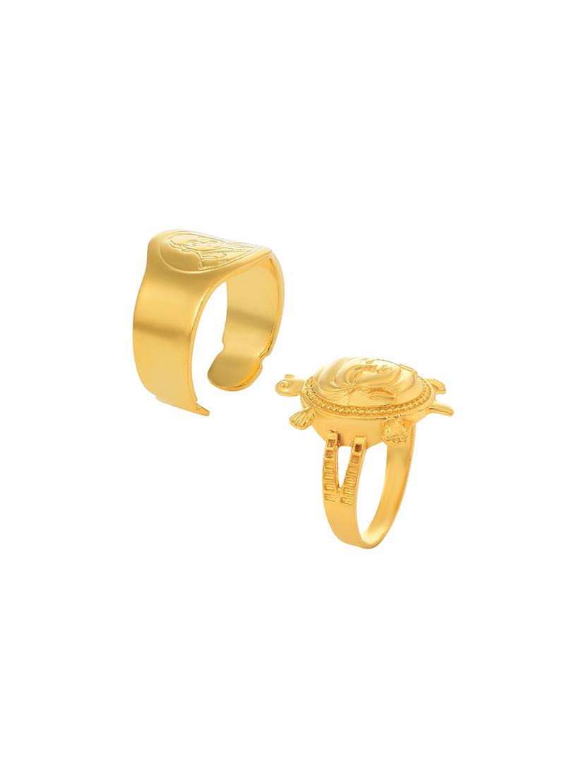 gold pleated set of 2 rings - 18537196 - Standard Image - 1