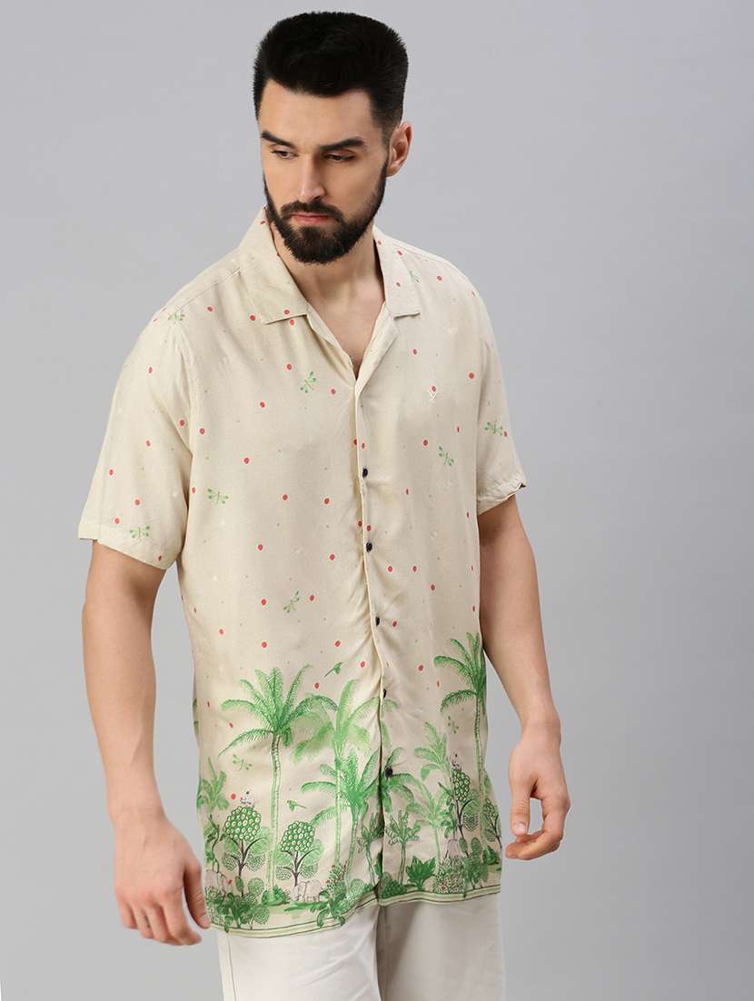 beige polka dots casual shirt - 18537462 -  Standard Image - 1