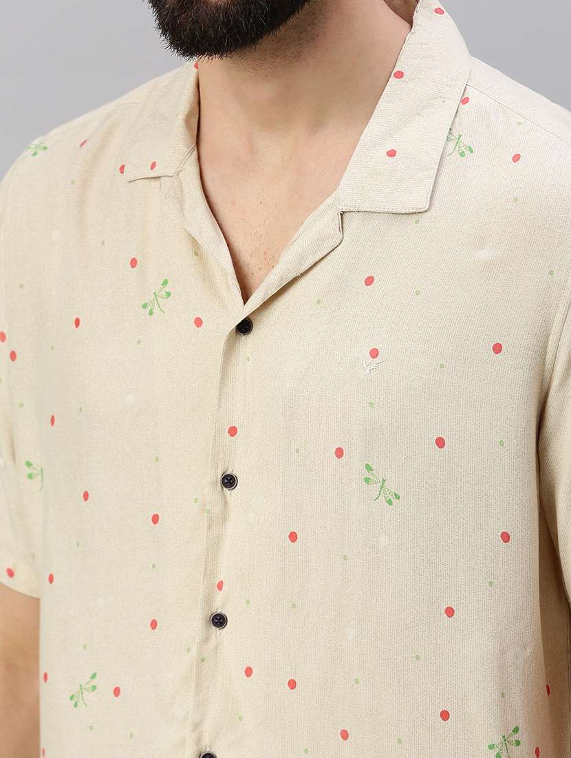 beige polka dots casual shirt - 18537462 -  Standard Image - 4