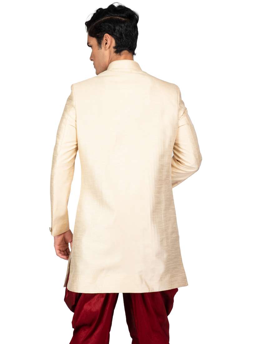 solid silk blend ethnic wear sherwani set - 18537589 - Standard Image - 1