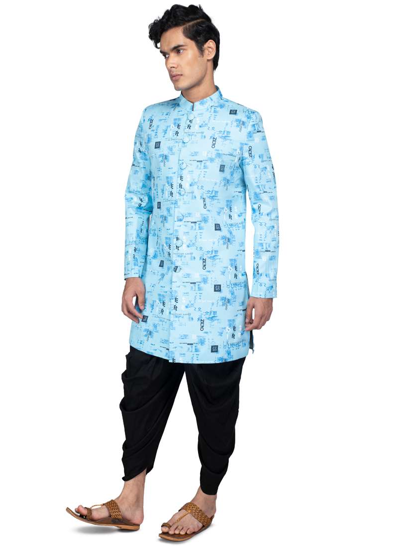 printed silk blend sherwani ethnic wear set - 18537593 -  Standard Image - 1