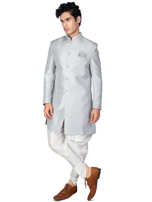 self designed silk blend sherwani ethnic wear set - 18537597 -  Standard Image - 0