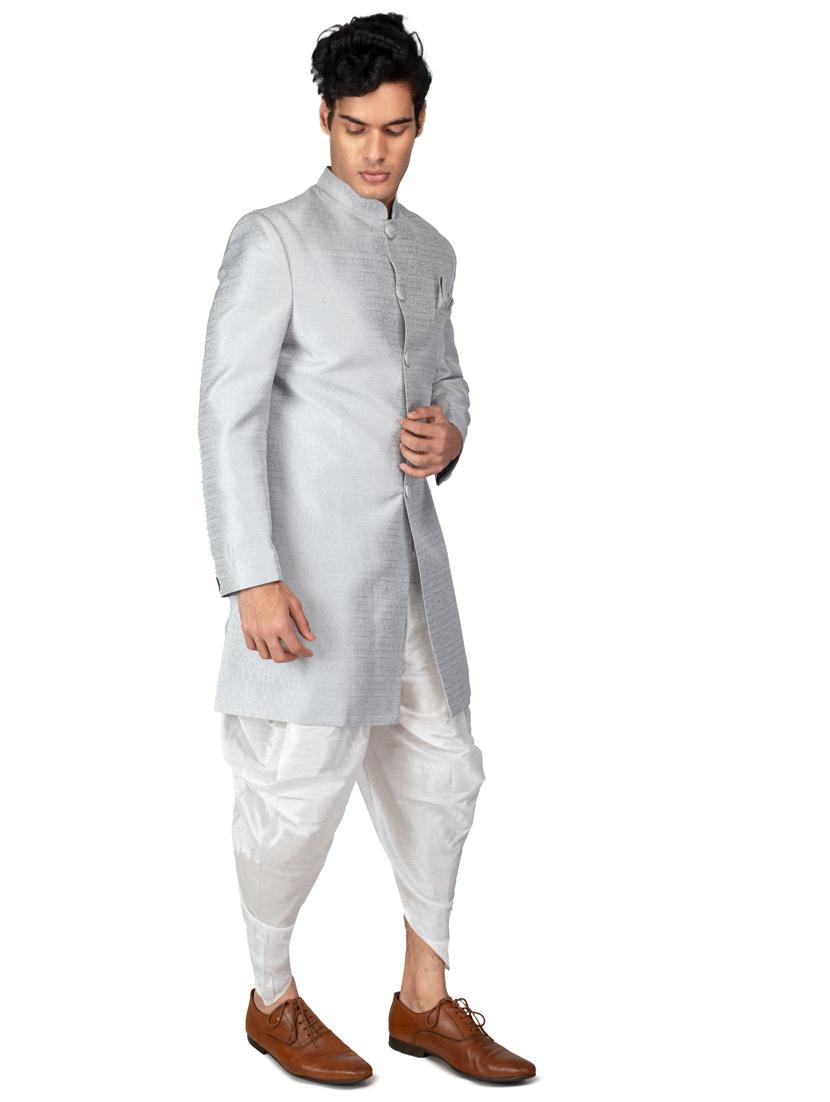 self designed silk blend sherwani ethnic wear set - 18537597 - Standard Image - 1