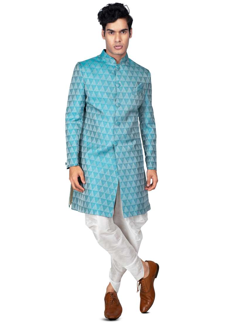 self designed silk blend sherwani ethnic wear set