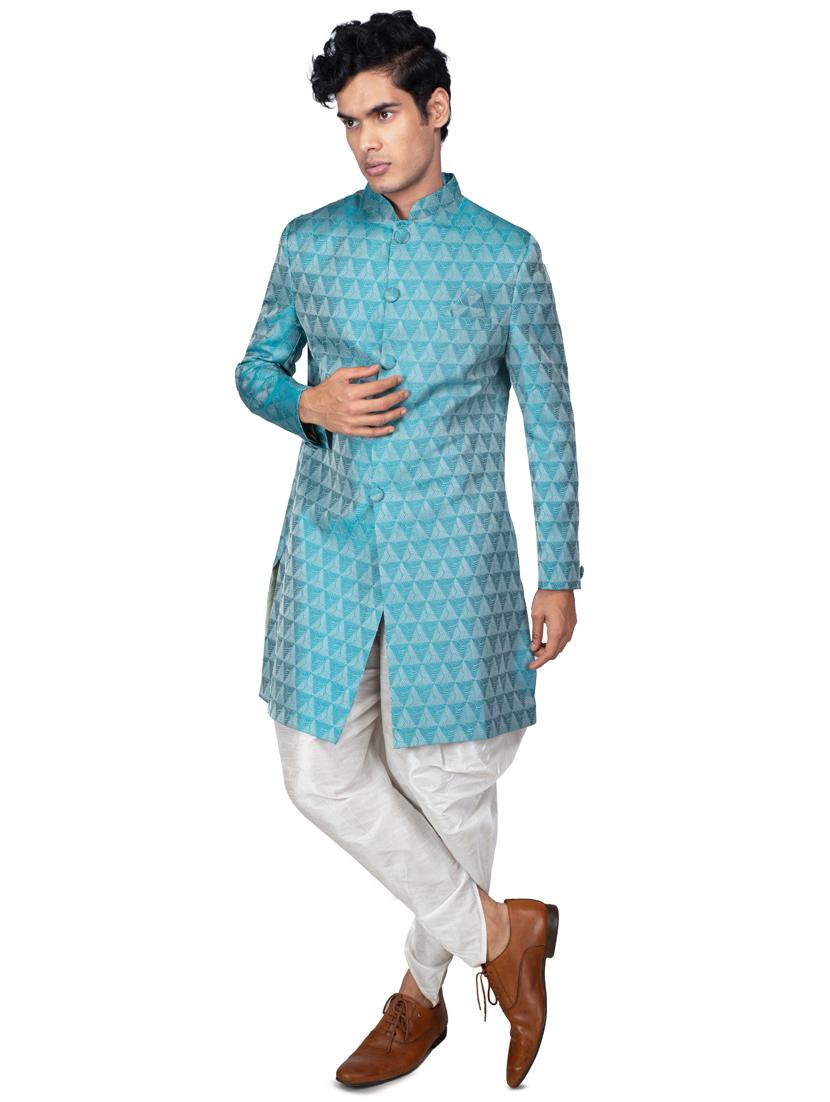 self designed silk blend sherwani ethnic wear set - 18537598 -  Standard Image - 1