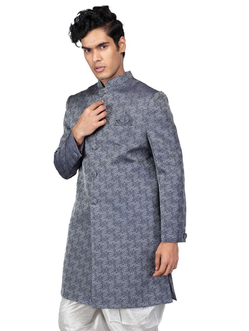 self designed silk blend sherwani ethnic wear set
