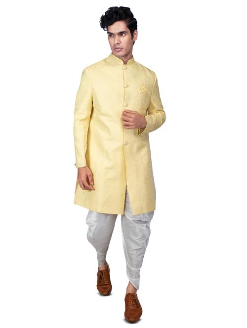 self designed silk blend sherwani ethnic wear set - 18537600 - Standard Image - 0