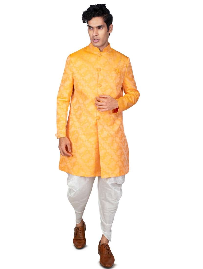 self designed silk blend sherwani ethnic wear set - 18537601 -  Standard Image - 1