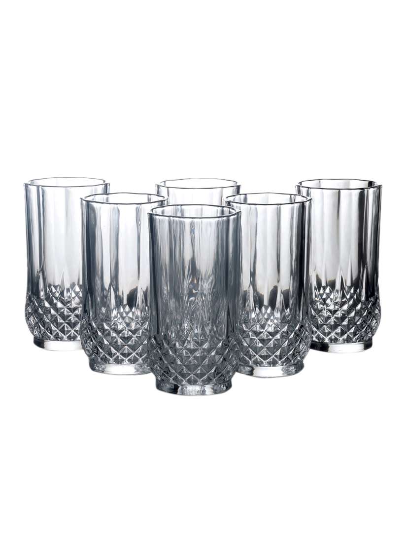 ceradeco set of 7 transparent textured glass tumblers & jug