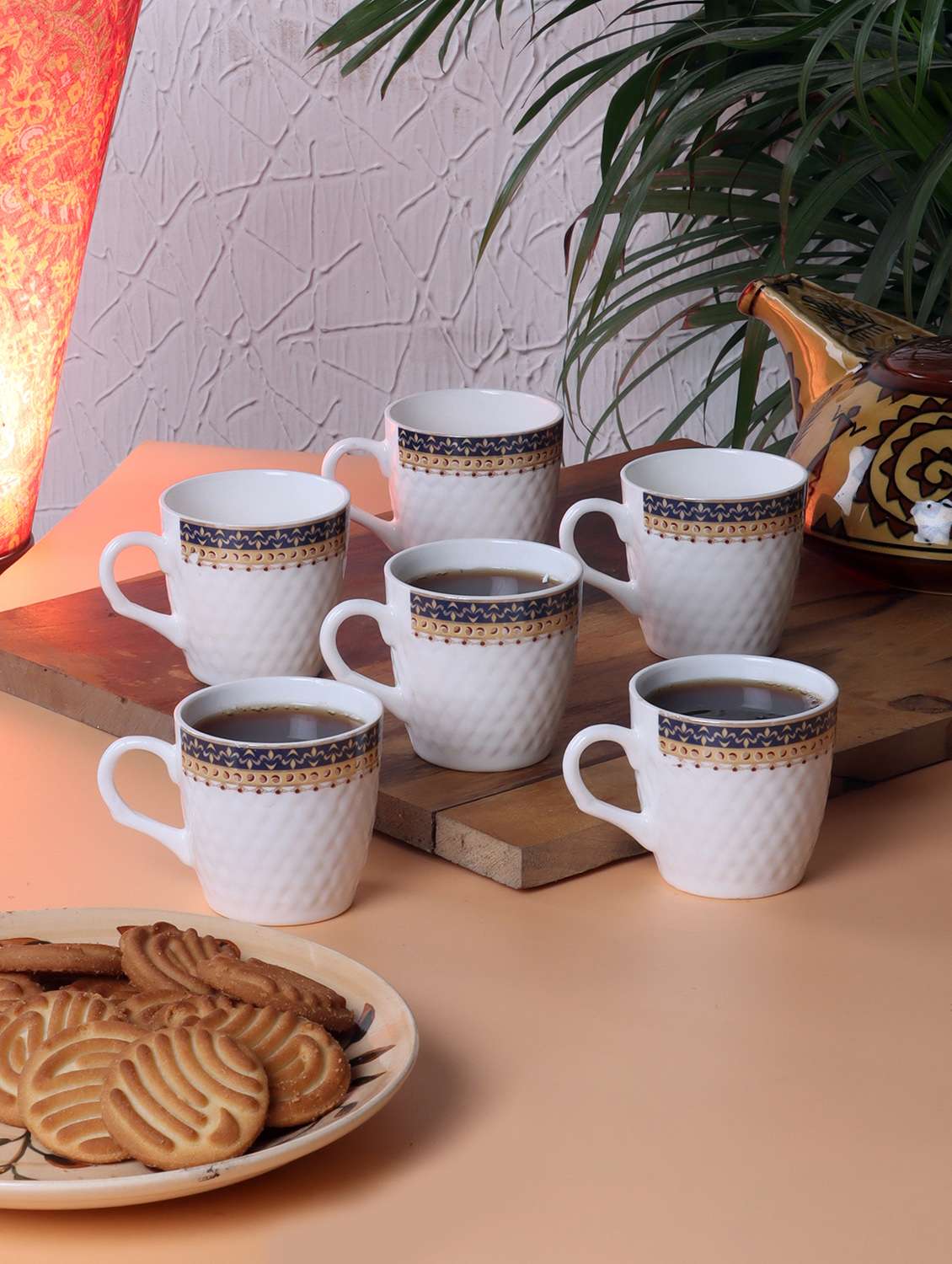 cdi blue white texture tea cups set of 6