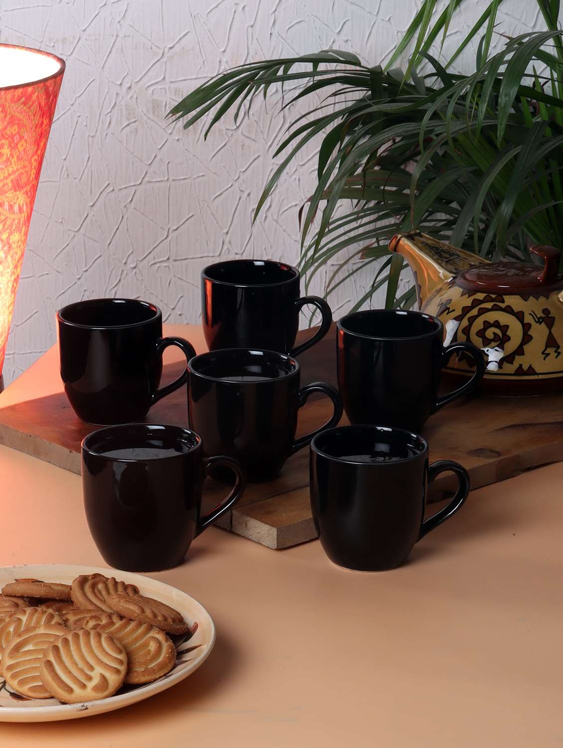 cdi black ceramic glossy mugs set of 6