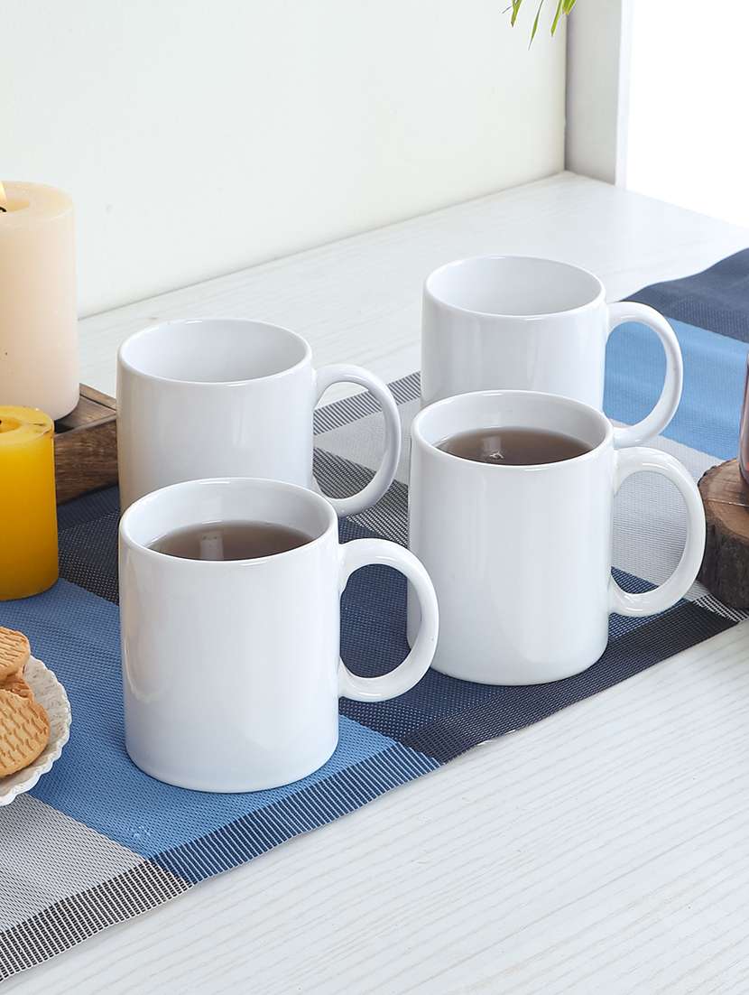 cdi white set of 4 solid ceramic cups with wooden tray