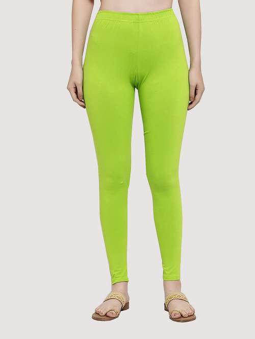 green solid full length legging - 18539422 - Standard Image - 0