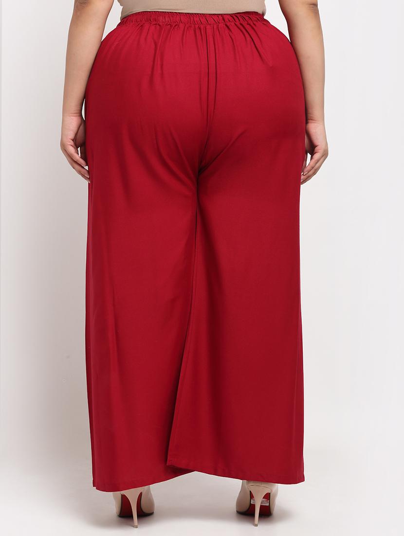 maroon solid flared palazzo - 18539444 -  Standard Image - 1