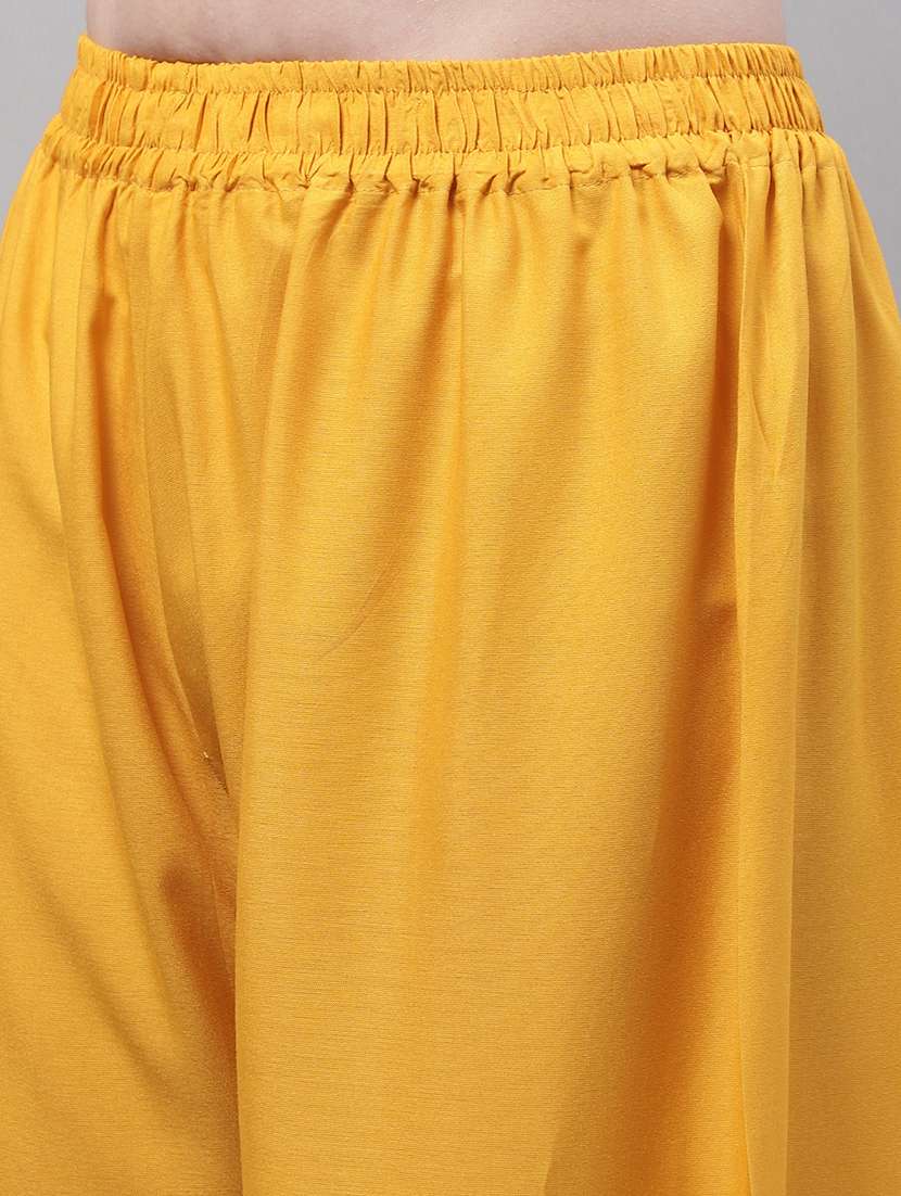 yellow solid relaxed fit flared palazzo - 18539445 -  Standard Image - 4