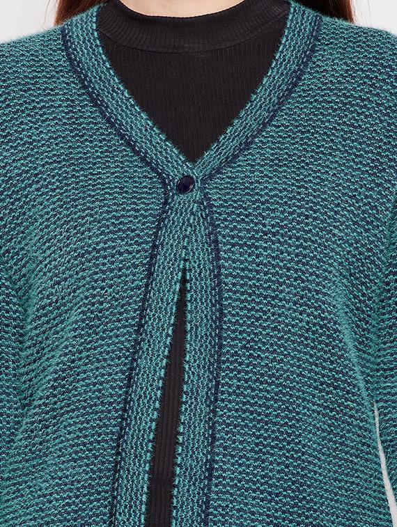 v neck self design woolen cardigan - 18539458 - Standard Image - 4