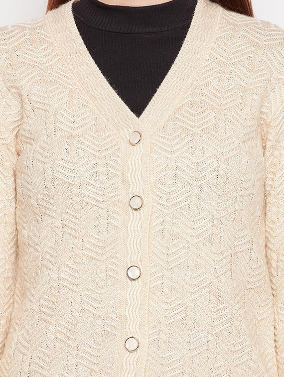 v neck self design woolen cardigan - 18539459 - Standard Image - 4