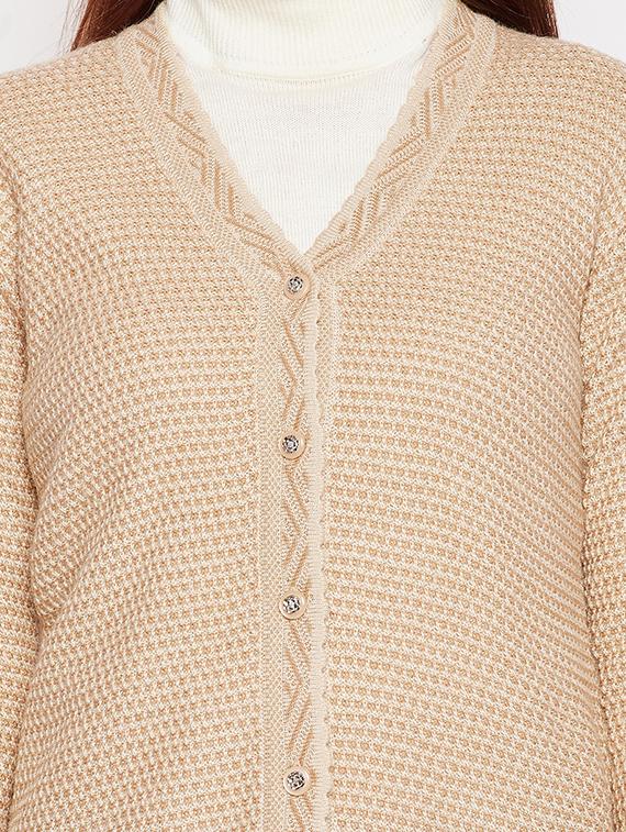 v neck self design woolen cardigan - 18539461 - Standard Image - 4