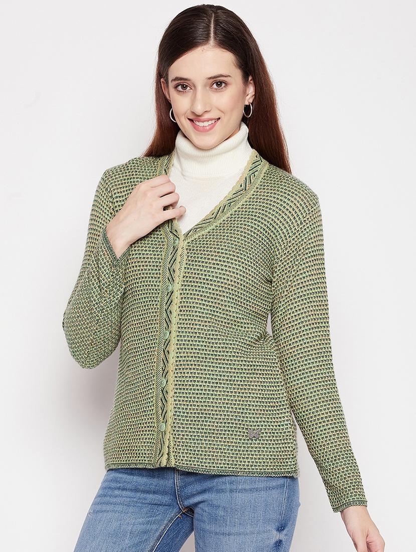 v neck self design woolen cardigan - 18539462 -  Standard Image - 1