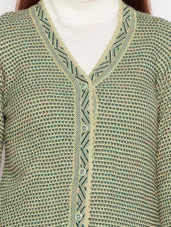 v neck self design woolen cardigan - 18539462 - Standard Image - 4