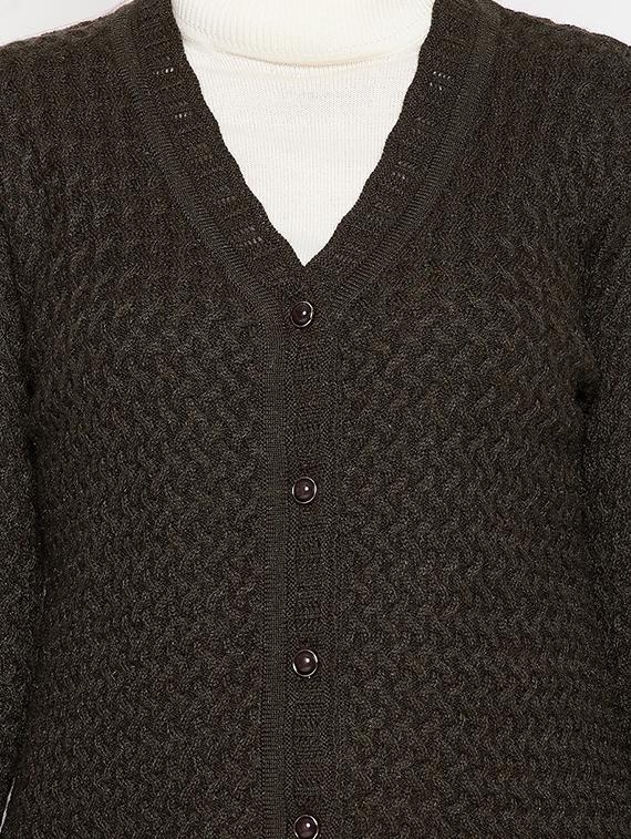 v neck self design woolen cardigan - 18539464 - Standard Image - 4