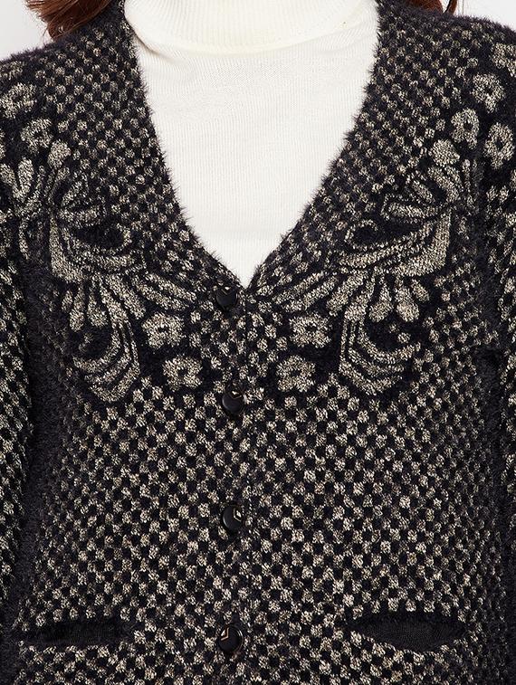 v neck self design woolen cardigan - 18539471 - Standard Image - 4