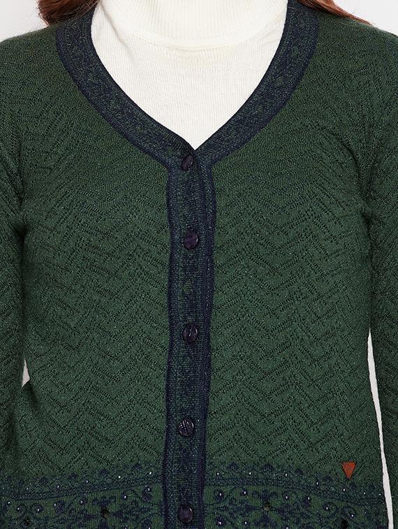 v neck self design woolen cardigan - 18539476 - Standard Image - 4