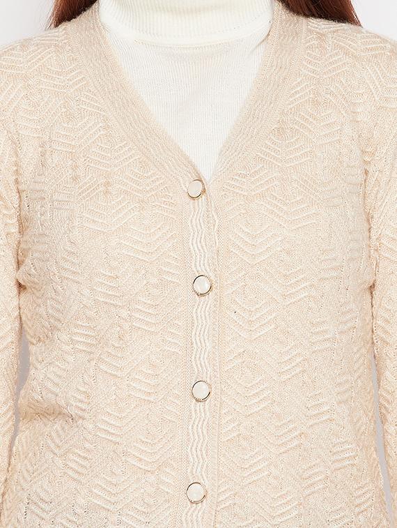 v neck self design woolen cardigan - 18539477 - Standard Image - 4