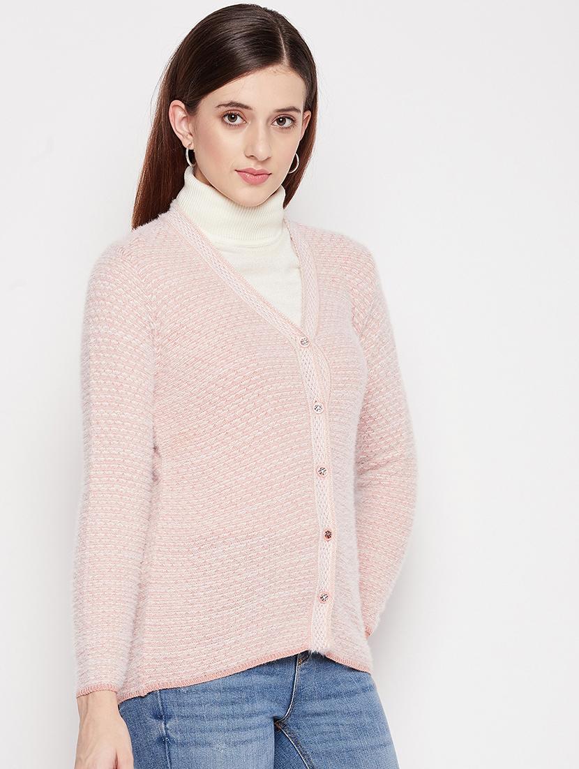 v neck self design woolen cardigan - 18539478 -  Standard Image - 1